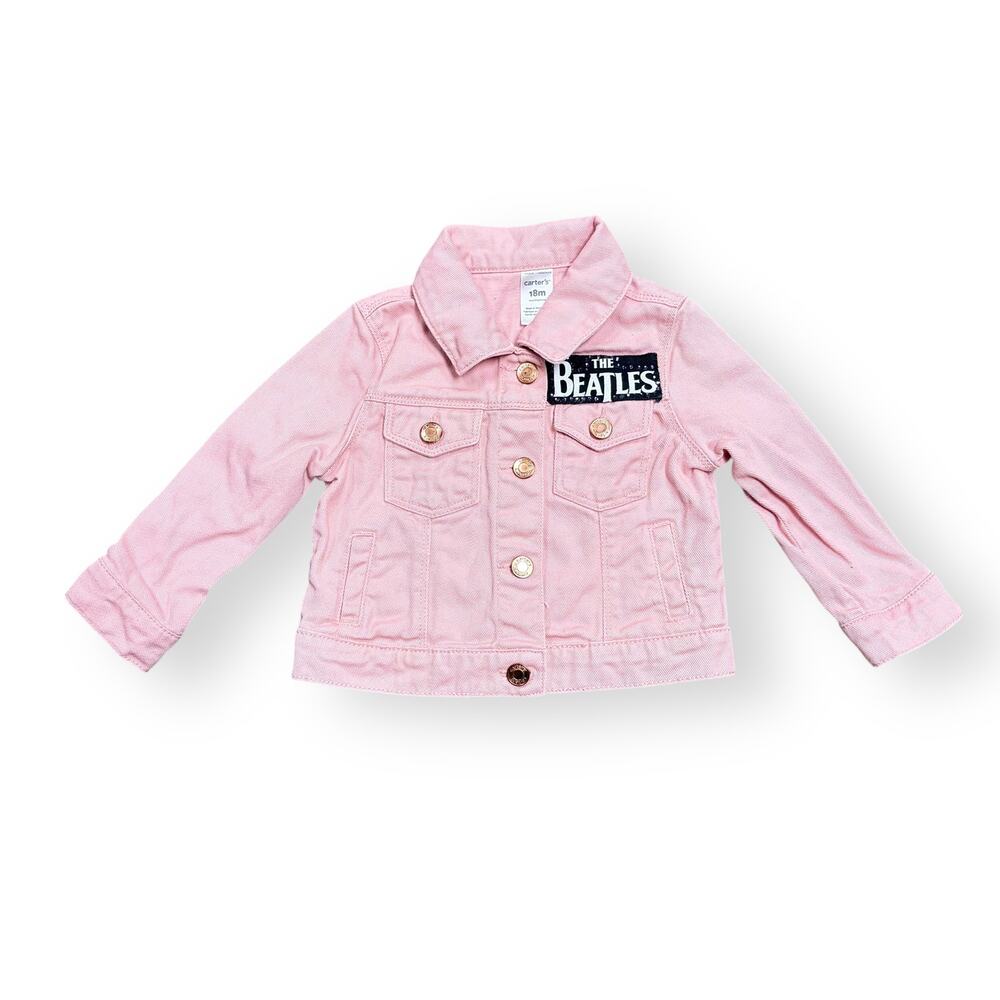 Upcycled Pink Beatles Jean Jacket - 18 Months